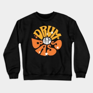 DRUM AND BASS  - Y2K Floral Font (White/Orange/Yellow) Crewneck Sweatshirt